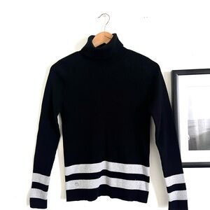 Ralph Lauren Black Turtleneck Sweater with Silver Stripes